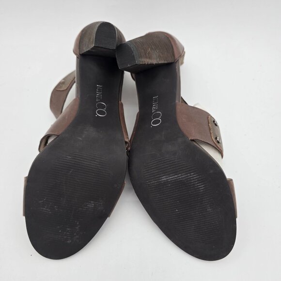 Nine & Co Womens Size 7.5 Brown Strappy Open Toe Vintage Heels - Picture 7 of 8